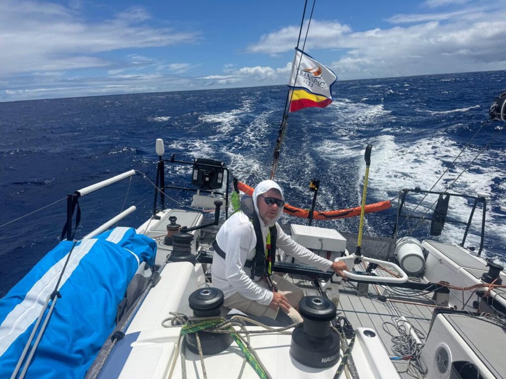 Charles-Etienne Devanneaux on sailboat